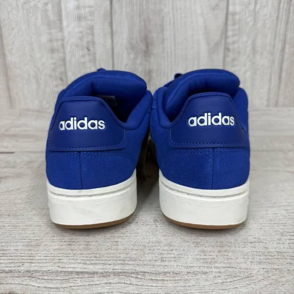 Adidas Grand Court Alpha Lucid Blue Utility Yellow Mens 10.5 Suede Shoes JI1714